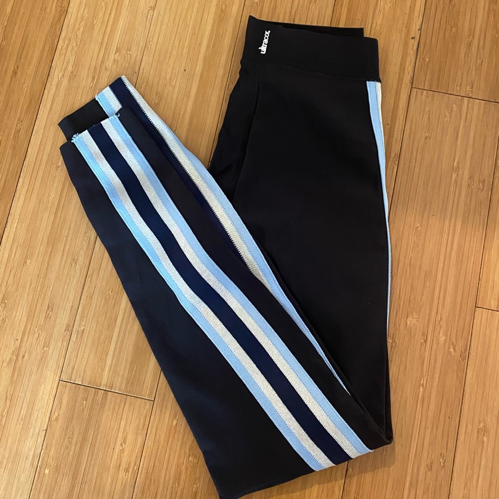 Black Ultracore Leggings with Blue Stripe